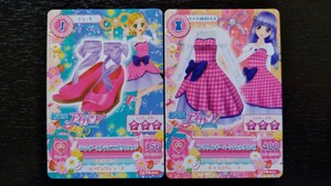 アイカツ★PBピンクウィンドーペーンチェックワンピ、シューズ2枚セット★