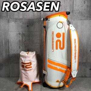 ROSASEN ロサーセン キャディバッグ ゴルフケース ショルダー キャリーバック 3点式 軽量 スタンド式 ホワイト キャンバス レディース