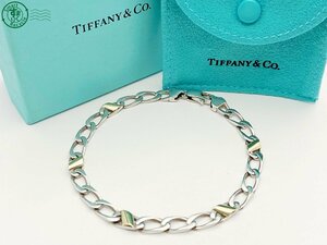 2406600532　△ 1円～！ TIFFANY&Co. ティファニー ブレスレット フィガロ チェーン 925 750 刻印あり コンビ 腕回り 約21.0cm ブランド 中