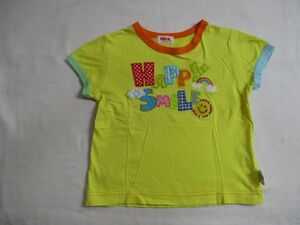 BB970【MINI-K】ミニケー　ワッペン　半袖　Ｔシャツ　男女児　黄　100