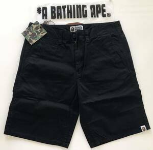 ★送料込★未使用★ A bathing APE CHINO 6ポケット ハーフ パンツ ショート ブラック 黒 エイプ チノ タグ付 保存袋 正規品 ショーツ