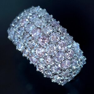 F2302 天然絶品ピンクダイヤモンド、天然ダイヤ２．９０ct 最高級Pt900無垢リング サイズ12号 重量13.4g 縦幅12.3mm