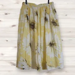 C0759 エイチアンドエム H&M ひざ丈 フレアスカート (L) ひまわり 花柄総柄