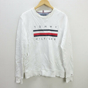 y■トミーヒルフィガー/TOMMY HILFIGER スウェットトレーナー■白【メンズL】MENS/33【中古】