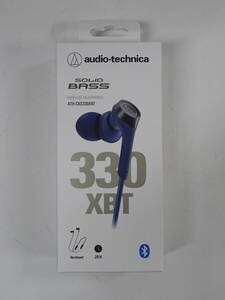 (く-L-8033)audio-technica ワイヤレスヘッドホン ATH-CKS330XBT ブルー ネックバンド SOLID BASS 未使用 未開封 保管品 