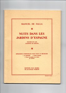送料無料 オーケストラスコア ファリャ：交響的印象「スペインの庭の夜」 マックス・エシグ版 スタディスコア ピアノと管弦楽のための