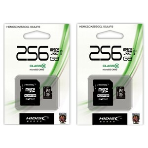 microSDXC256GBメモリーカード（HI-DISC）HDMCSDX256GCL10UIJP3　二個セット【1円スタート出品・新品・送料無料】