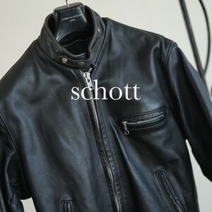 Schott シングルライダース ショット レザージャケット 38 ブラック ジャケット 黒 ブラック