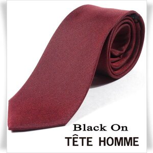 新品1円～★Black On TETE HOMME テットオム シルク絹100％ ネクタイ 織柄 ボルドー 正規店本物◆3140◆