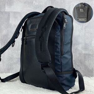 極美品 TUMI トゥミ アルファ ブラボー バックパック リュック ビジネス キャンバス レザー ファスナー A4 金具 ロゴ型押し 金具 ステッチ