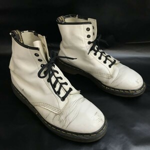 80s-90s/イングランド製/Vintage☆ドクターマーチン/Dr.Martens☆本革/レザー/8ホールブーツ【UK9/27.5/白】Leather/shoes/Boots◇bWB95-34