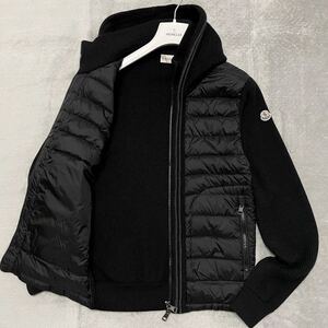 M相当★MONCLER MAGLIONE TRICOT CARDIGAN モンクレール マグリア ニット 切替 ハイブリッド ダウンジャケット パーカー メンズ ブラック