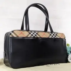 美品☆バーバリー　ハンドバッグ　ノバチェック　レザー　キャンバス　トートバッグ