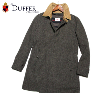 【DUFFER ダファー】 衿コーデュロイ　ステンカラーコート　ヘリンボーン　サイズM　ライナー付き　The DUFFER of St.GEORGE