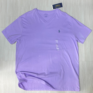 USA正規品 【L】 POLO ポロ RALPH LAUREN ラルフローレン 半袖 Vネック Tシャツ ワンポイント ポニー刺繍 ラベンダー (RL11) 綿100％