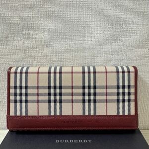 【値下げ】【新品同様】BURBERRY バーバリー　がま口　長財布　ボルドー　ノバチェック