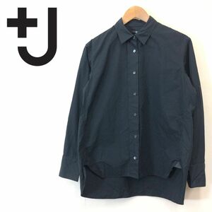 A1662-F◆ UNIQLO +J ユニクロプラスジェイ ジルサンダー スーピマコットンオーバーサイズシャツ 長袖 ◆ sizeM 綿100 ブラック 古着 春