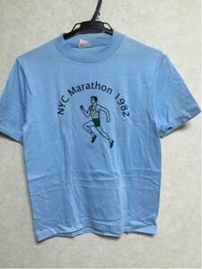 NYCマラソン風車Tシャツ　検)アメカジ　ビンテージ ナイキ 1982