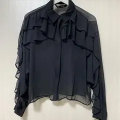 【未使用】ZARA ザラ ブラウス フリルブラウス ブラック