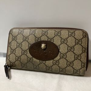 GUCCI グッチ ラウンドファスナー 長財布 GGスプリーム PVCレザー GGシマ 虎 タイガー シリアルあり