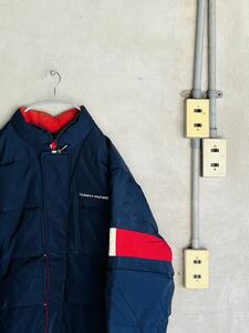 90s 90年代 TOMMY HILFIGER トミーヒルフィガー ダウン ジャケット 旧タグ OLD ブランド ネイビー y2k y3k 古着 ビンテージ ナイロン レア