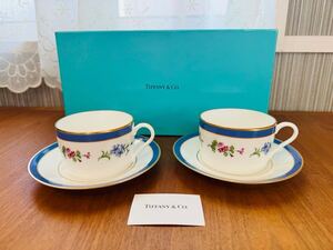 【未使用】 TIFFANY&Co. Tiffany Floral ティファニーフローラル 花柄 ティーカップ&ソーサー C&S C/S 2客セット ペア 