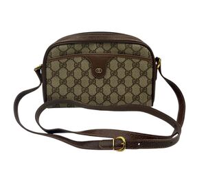 1円〜○ GUCCI/グッチ GG柄 ショルダーバッグ 001.58.6594/ベージュ系/PVC×レザー/斜め掛けOK/ポシェット