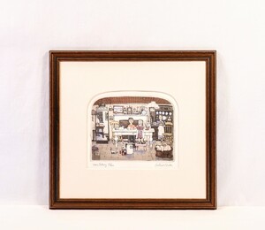 真作保証 グラハム・クラーク 銅版画+手彩色「Home Baking」画 26×20.5cm 英国作家 自然と人間への溢れる愛と心暖まるユーモアの世界 8709