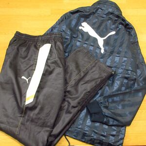 ◎極美品！2XL 上下セット！PUMA プーマ サッカー◆厚手 裏起毛 ウィンドブレーカー ジャケット&パンツ 秋冬！◆メンズ 紺◆BA1276