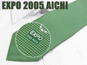 【エキスポ EXPO】RT 230 EXPO 2005 AICHI ネクタイ 財団法人 2005年 日本国際博覧会協会 緑色系 チェック柄 プリント