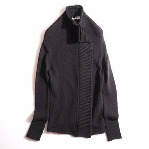 x6018P　▼JIL SANDER ジルサンダー▼　21AW ハイネック フロントドレープ フリル ウールコットンニット ブラック 34 黒 秋冬 rb mks