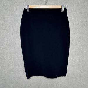 YT1458 ◆100円スタート◆ LANVIN ランバン ストレッチ タイトスカート サイズ34 フランス製 オフィス ブラック