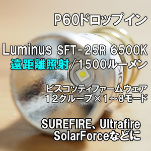 【遠距離照射】P60ドロップイン LUMINUS SFT-25R 6500K SUREFIRE 手作り フラッシュライト LED シュアファイヤー ULTRAFIRE SOLARFORCE 