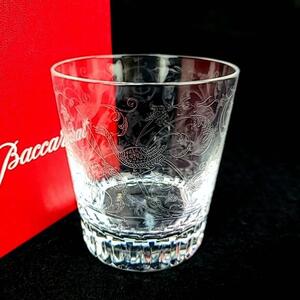 ▽美品▽バカラ　Baccarat パルメ　草花　鳥　エッチング タンブラー　1客 ロックグラス 箱つき