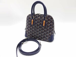 GOYARD ゴヤール ヴァンドームPM 2way ハンドバッグ ショルダーバッグ PVC キャンバス レザー ブルー【中古】