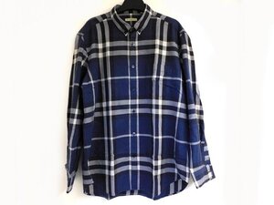 バーバリー ブリット BURBERRY BRIT ■ サイズXL メンズ 長袖シャツ ネイビー系 チェック ボタンダウン □6K