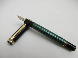 ブランド祭 文具祭 1円スタート!! PELIKAN ペリカン スーベレーン ペン先14C-585 F刻印 万年筆 SOUVERAN 緑 縞模様 中古 長期自宅保管品