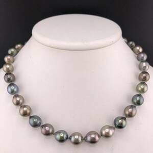 P05-0081 天然パールネックレス 10.0mm~10.5mm 43cm 58.1g ( 黒蝶真珠 南洋 Pearl necklace )