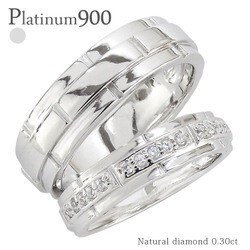 指輪 結婚ペアリング 2本セット pt900 ダイヤモンド 0.3ct プラチナ900 pt900 マリッジリング メンズ ブライダルセット レディース