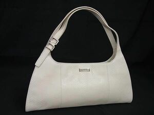 1円 ■美品■ GUCCI グッチ 001 4243 002122 リザード型押しレザー ハンドバッグ トートバッグ レディース アイボリー系 BF8849