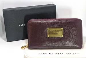 ●未使用保管品●MARC BY MARC JACOBS/マークバイマークジェイコブス●レザー ラウンドファスナー 長財布 M392801 パープル ロゴプレート