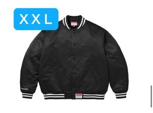 XXL★【新品】Supreme x Mitchell & Ness Satin Varsity Jacket シュプリーム x ミッチェルアンドネス サテン バーシティ ジャケット 黒