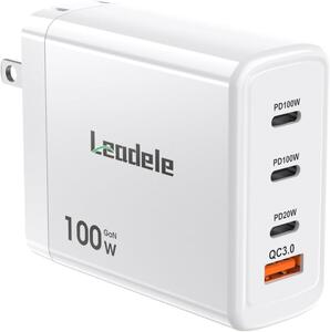 急速充電器　100ｗ　充電器　小型　4台同時　軽量　持ち運び　白　新品未使用