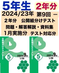 四谷大塚　５年生　2024/23年1月実施分　第9回　組分けテスト　過去問セット