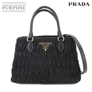 新品同様 プラダ PRADA 2way ハンド ショルダー バッグ ナイロン レザー ネロ ブラック 1BA173 Hand Shoulder Bag 90261627