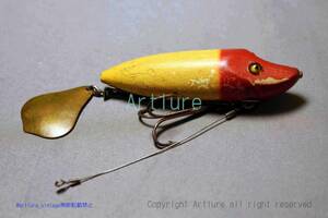 VINTAGE WOODEN LURE HEDDON HEDDON FLAP TAIL JR #7010 1935～ GLASS EYES（　8007-67）USA MADE #OLDLURE #ARTLURE_VINTAGE 