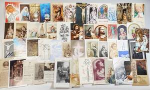 ⑤フランスアンティーク ホーリーカード 50枚セット コラージュ ヴィンテージ 紙物 素材 コレクション 雑貨 教会聖母 キリスト マリア