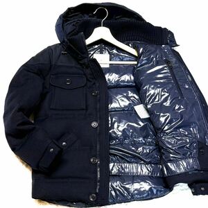 極美品/定価24万●MONCLER モンクレール【最高級 REPUBLIQUE リパブリック 輝く光沢感】ダウンジャケット フード ネイビー メンズ 秋冬