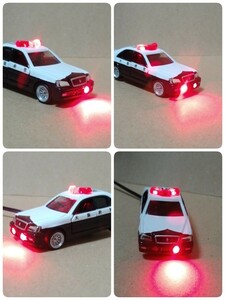 ダミースキャナー 大阪府警 南署 パトカー LED 12V 4灯点滅 17系 クラウン 社外ホイール 防犯 トミカ 絶版 ミニカー 関西 大阪 TOYOTA