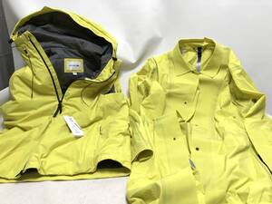 新品未使用 タグ付きラコステLACOSTEジャケット防水加工 ロングJACKET 半袖パーカー2WAY BH8418L J5D イエロー サイズ52 USAサイズM/L